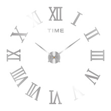 Acrylic Thicker Foam EVA Silver Roman Numeral Wall Clock