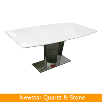 Snow white dining quartz table, living room quartz stone table top