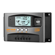 Advanced PWM Solar Panel Charge Controller with LCD Display, Dual USB Charging, and Versatile Load Control Modes