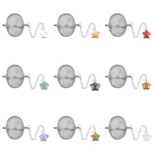 Stainless Steel Ball Mesh Tea Strainer,Natural Crystal Star Pendant Tea Ball Tea Filter with Extended Chain Hook for Brew Tea