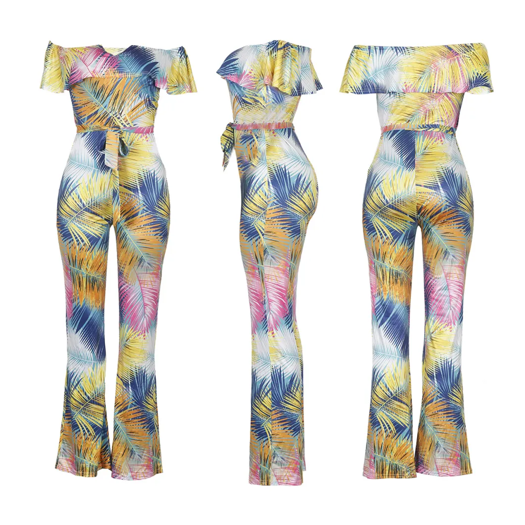 Summer Printed One-Shoulder Jumpsuit Plus-Size Women Clothing