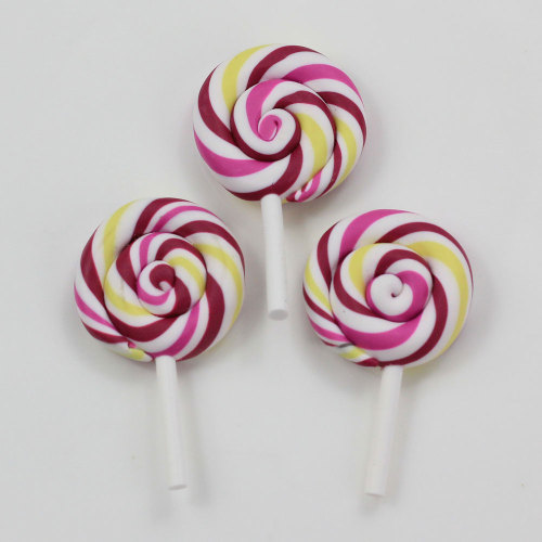 Υψηλής ποιότητας ομορφιά 10 χρώματα Kawaii Spiral Lollipop Candy Polymer Clay Cabochons Flatback για DIY Τηλέφωνο Διακόσμηση