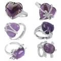 Cincin batu natural dan cincin burung hantu bentuk cincin kristal amethyst untuk wanita cincin jantung untuk wanita wanita pirus yang dapat disesuaikan cincin