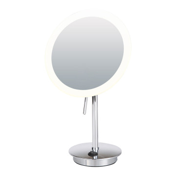 Round frameless lighted table mirror