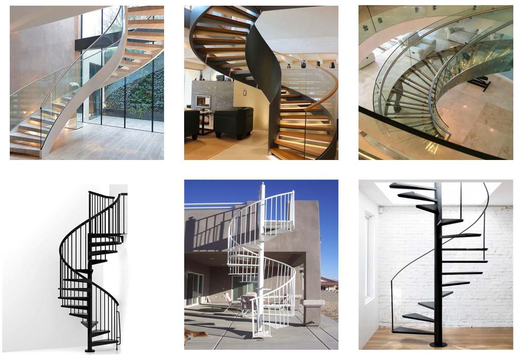 China indoor solid rubber wood curved staircases