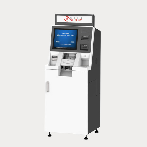 Bank do lobby ATM com o cartão emissor da caixa UL 291 e a impressão digital