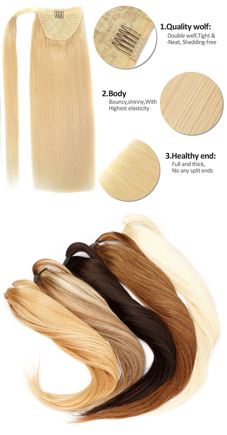 2021 hot sale natural wrap around drawstring ponytail human hair extension,10-36"inch long drawstring curly ponytail Hair