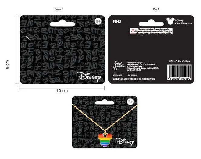 Disne Fancy Jewelry Custom Rainbow Mickey Mouse Pendant Charm Necklace