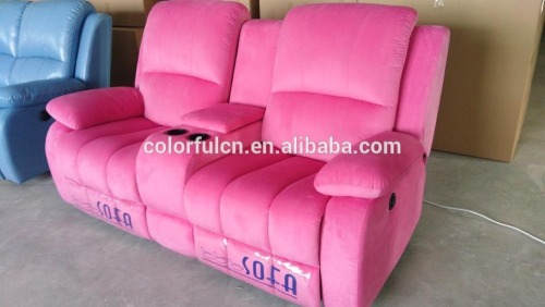 Pink Home Fabric Double Recliner Sofa LS601