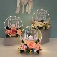 Ramadan LED Flower Lights: Kareem Wreaths and Lanterns for Eid Decorations