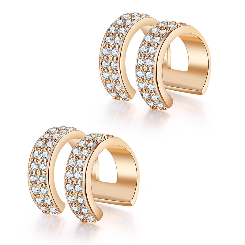 Fashion Gold Silver Color Copper Clip Jewelry White Cubic Zircon Eariings for Women