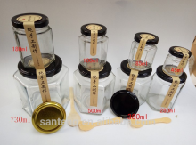 Glass hexagonal glass bottles glass honey jar