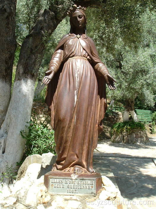 Paisaje decorativo al aire libre estatua de bronce de la Virgen María