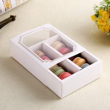 Simple design white macaron paper packaging box