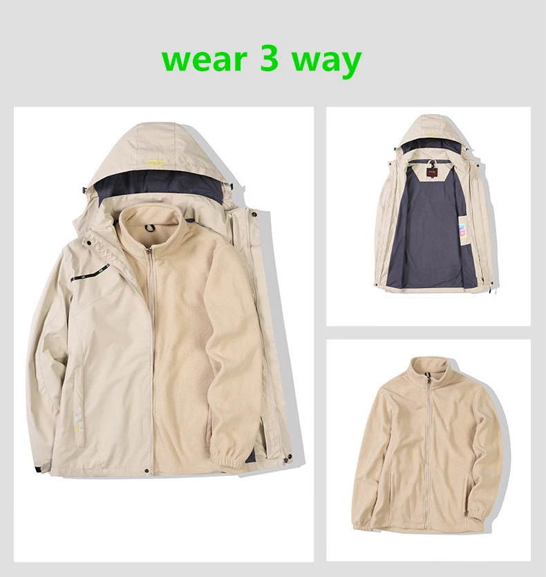 Men's Women's Winter 3 in 1 Detachable Waterproof Windproof Outdoor Plus Size Jacket