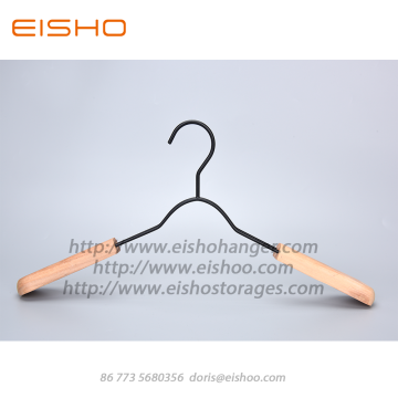 EISHO Black Metal Coat Hanger with Wood Shoulder