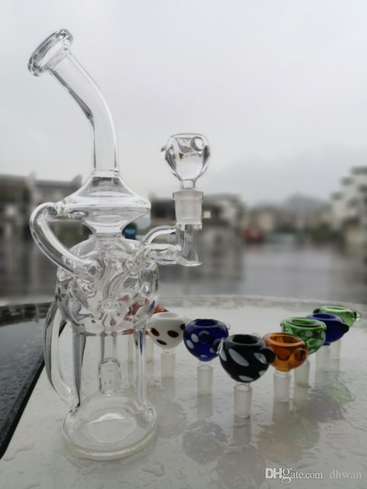 Glass Beaker Bong Showerhead Perc Recycler Dab Rig egg Water Pipes Oil Rigs Bubbler Smooth Pipe With Quartz Banger Or Bowl