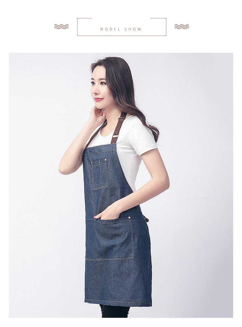 Denim apron hanging neck blue denim custom LOGO