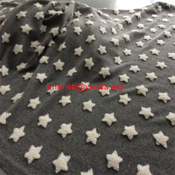white stars grey sky pattern woolen knit fabric
