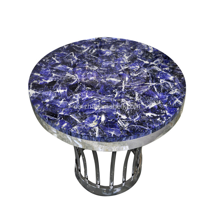 Mesa de centro con acero inoxidable de astilla de piedra CANOSA azul-venas