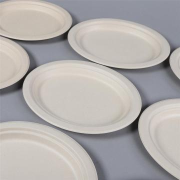 6 7 8 9 10 inch disposable tableware natural / white round sugarcane bagasse plate