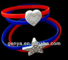 Fashion silicone bracelet silicone bangle with diamond decoration