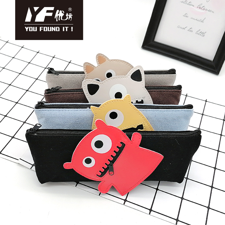 Custom little monster style cute canvas pencil case