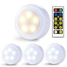 Goldmore 4 Pack Wireless LED Closet Lights - Dimmable Puck Lights with Remote Control for Kitchen