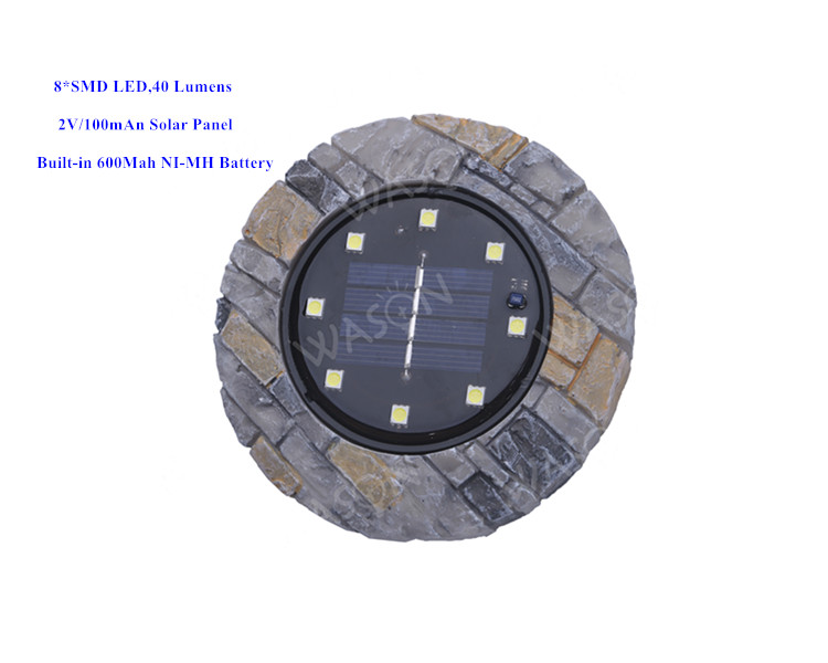 Wason Hot Sale Stone Design Underground Solar Disk Lamp Lights Lawn Led Solar Power Outdoor Garden Light