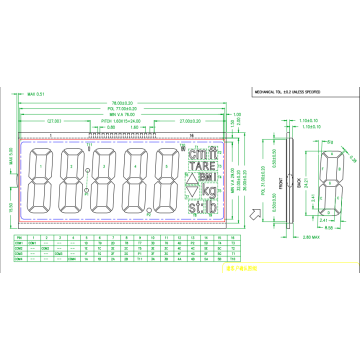 Hochwertiges TN LCD -integriertes Display 78x36mm