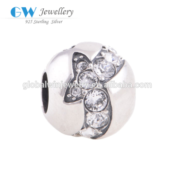 Fashion Silver Bead 925 Silver Round Charm Crystal Bracelet Charm