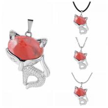 Collier Fox Collier FOX CHUSTZ CHUSTZ FEMMES HOMMES GUINTION Énergie Crystal Amulet Animal Pendent Gemstone Jewelry Cadeaux