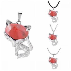 Collier Fox Collier FOX CHUSTZ CHUSTZ FEMMES HOMMES GUINTION Énergie Crystal Amulet Animal Pendent Gemstone Jewelry Cadeaux