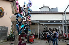 art deco garden statues metal craft stainless steel modern sculpture