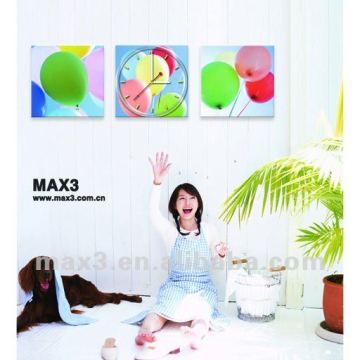 Canvas picture wooden arts crafts clock promotional decoration wall clock