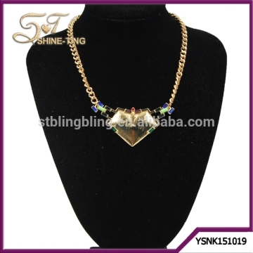 Simple designed alloy necklace unique heart shape alloy pendant necklace