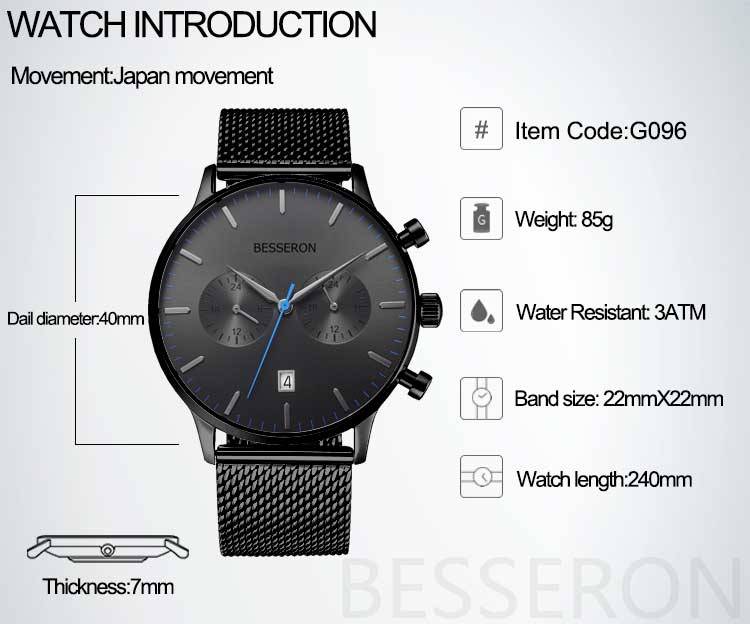 watches men wrist top brand chronograph watch full 316L stainless steel back water resistant watch