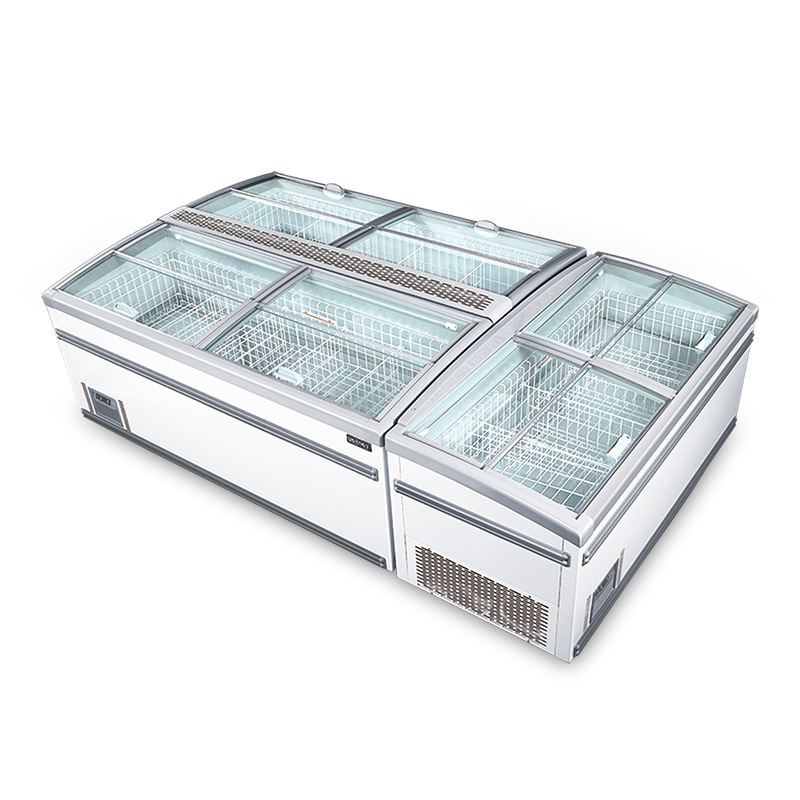 glass top supermarket display showcase island freezer use for supermarket