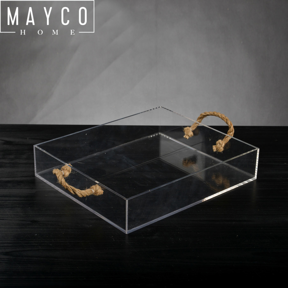 Mayco Custom Size Serving Crafts Storage Organizing Transport Acrylic Serving Tray with Handles