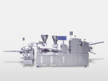 Automatic machine for dual-stuffing flaky pastry