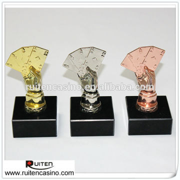 Zinc Alloy Marble Base Poker Trophy Metal Poker Trophy