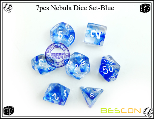 7pcs Nebula Würfel Set-Blau-3 7pcs Nebula Dice Set-Blue-3