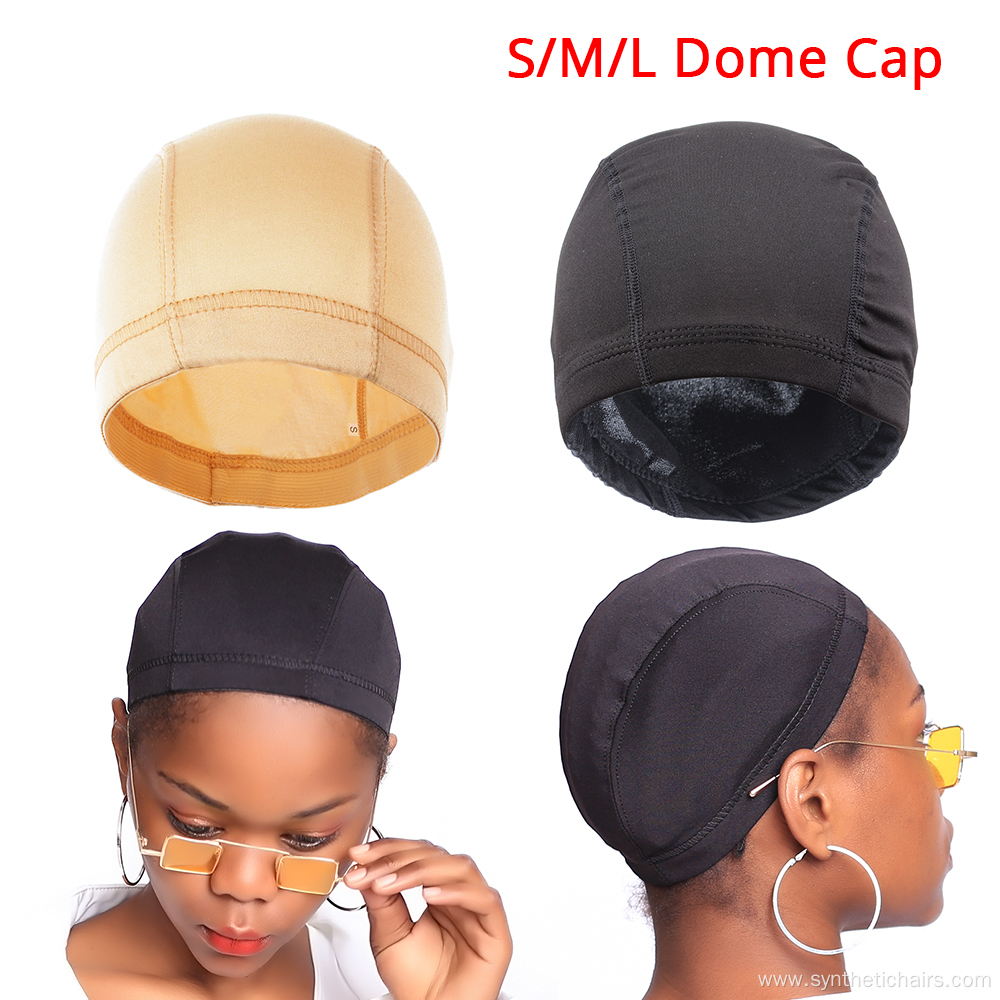 Black Wig Hats S/M/L Size Spandex Dome Cap