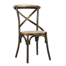 Antique Copper Finish Rattan Seat Crossback Chair for Banquet Events