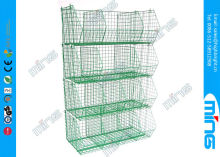 Green Metal Wire Mesh Display Stands For Storage , 5 Layers Display Rack