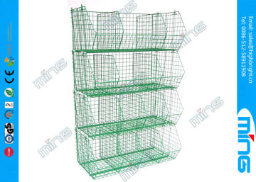 Green Metal Wire Mesh Display Stands For Storage , 5 Layers Display Rack
