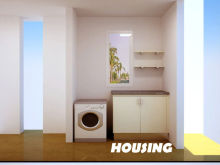 Laundry Room Storage Cabinet , Mdf With Timber Veneer / Pvc