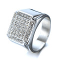 Moda personalizado anel de diamante quadrado de prata
