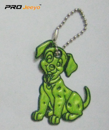 Reflective PVC Green Dog Key Chain For Bag