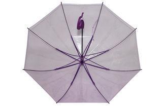 Long Colorful Clear PVC Umbrella , 46 Inch Arc Purple Alumi